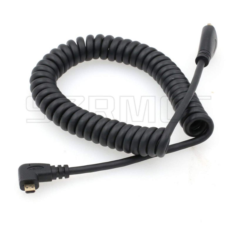 SZRMCC Left Angled Micro HDMI to HDMI High Speed Coiled Cable for Tablet Canon Sony DSLR Camera ATOMOS Monitor - Image 1